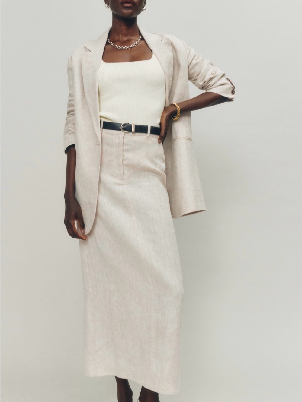Reformation Gia Linen Midi Skirt